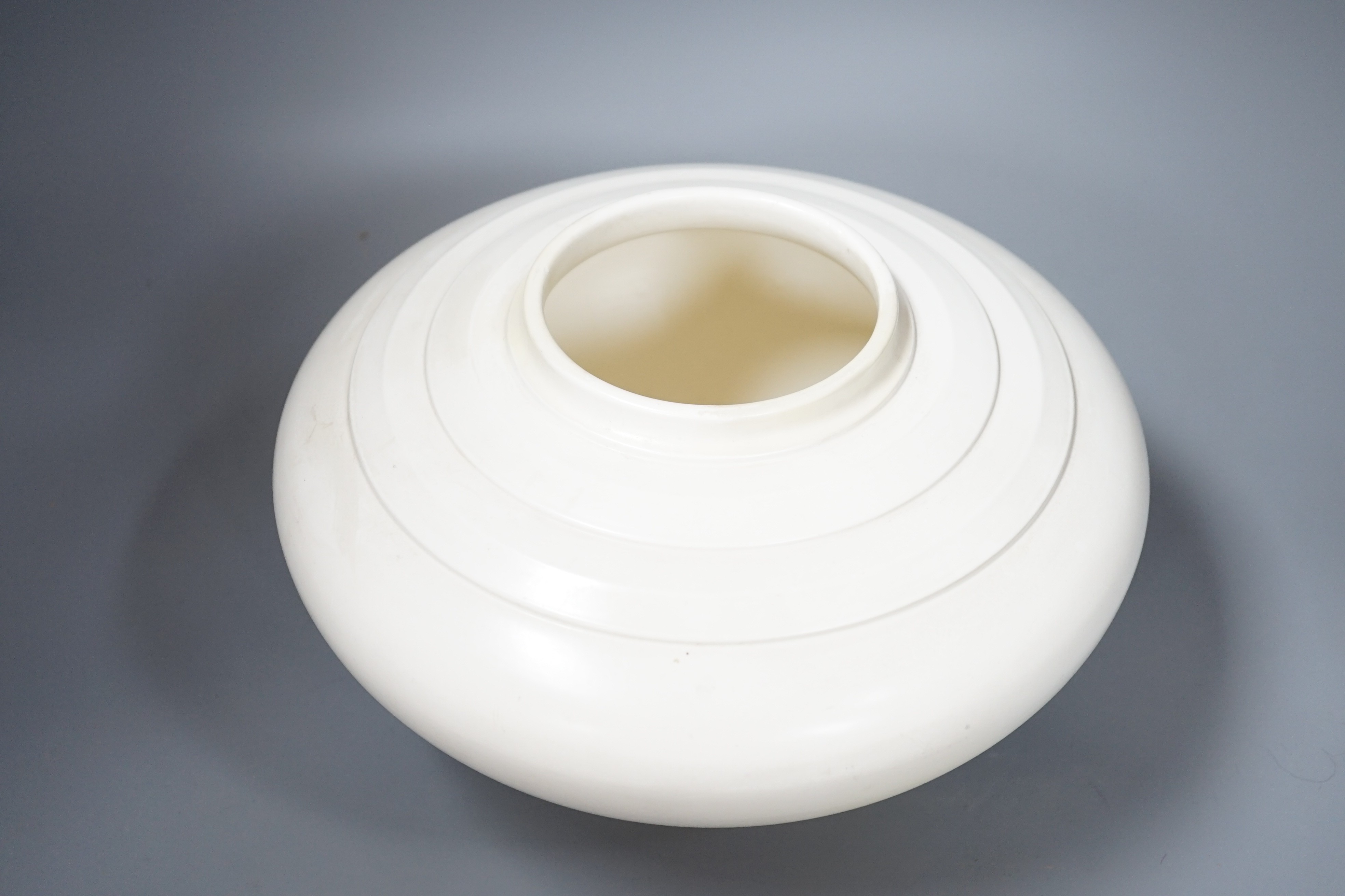A large Keith Murray moonstone vase, restored, 26cm diameter